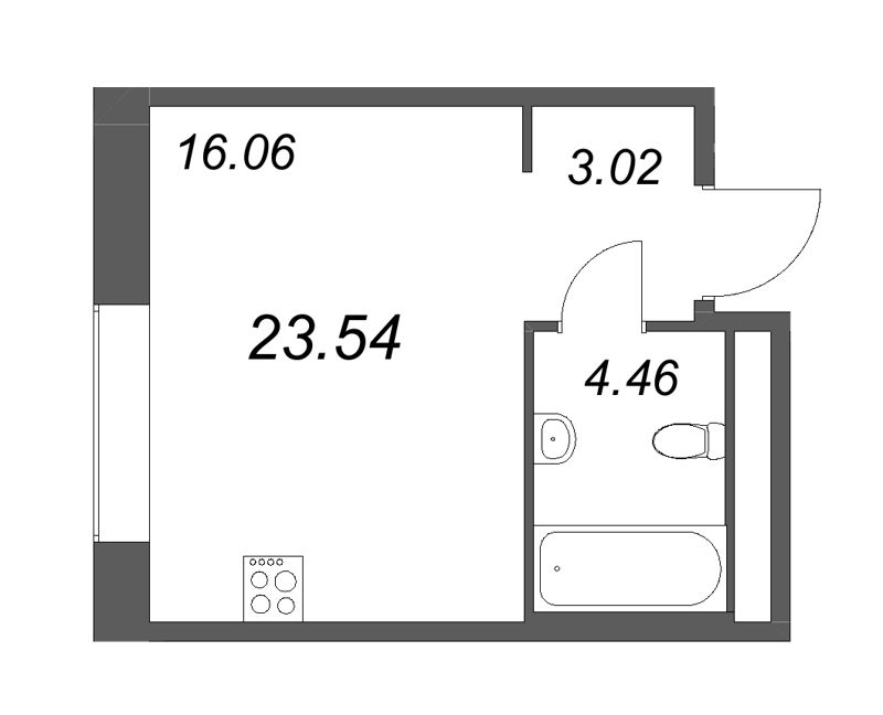 Квартира-студия, 24.22 м² в ЖК "Avant" - планировка, фото №1