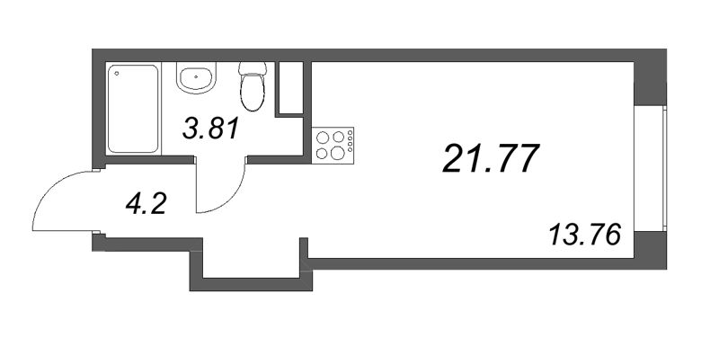 Квартира-студия, 21.77 м² в ЖК "17/33 Петровский остров" - планировка, фото №1