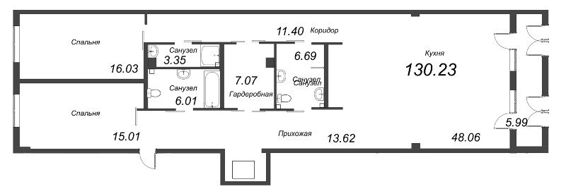 Квартира-студия, 140.35 м² в ЖК "АСТРУМ" - планировка, фото №1