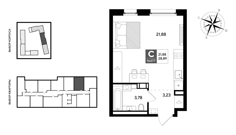 Квартира-студия, 28.89 м² в ЖК "Догма Юкки 2" - планировка, фото №1