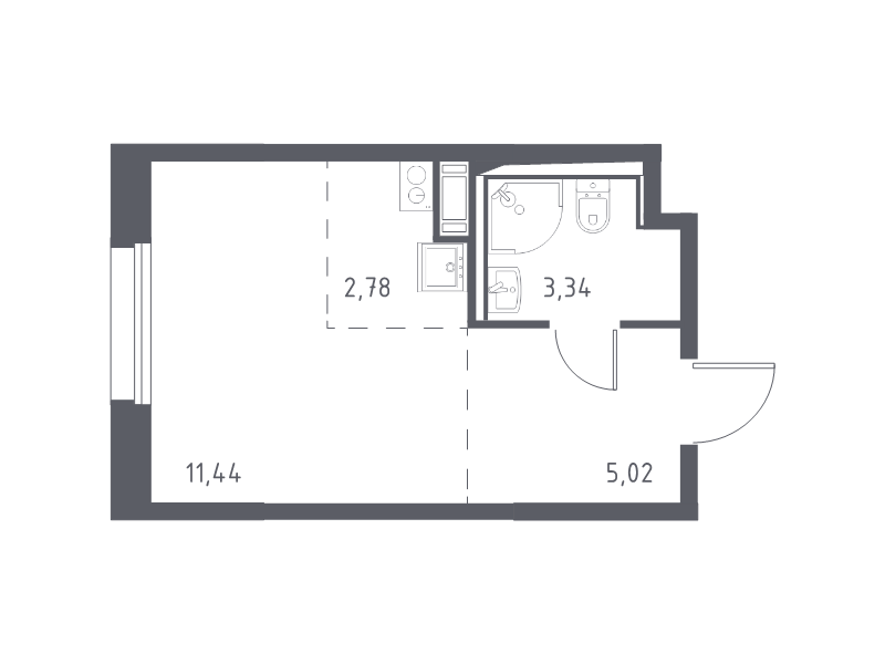 Квартира-студия, 22.58 м² в ЖК "Новые Лаврики" - планировка, фото №1