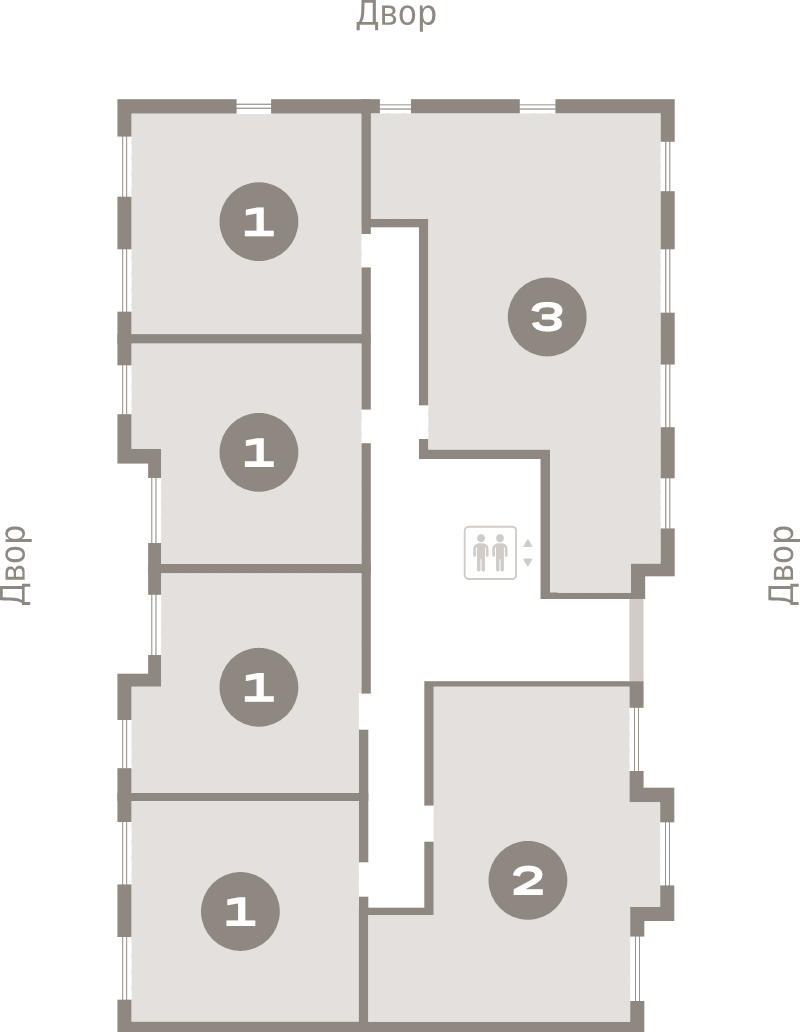 2-комнатная (Евро) квартира, 39.9 м² в ЖК "Брусника в Новоселье" - планировка этажа