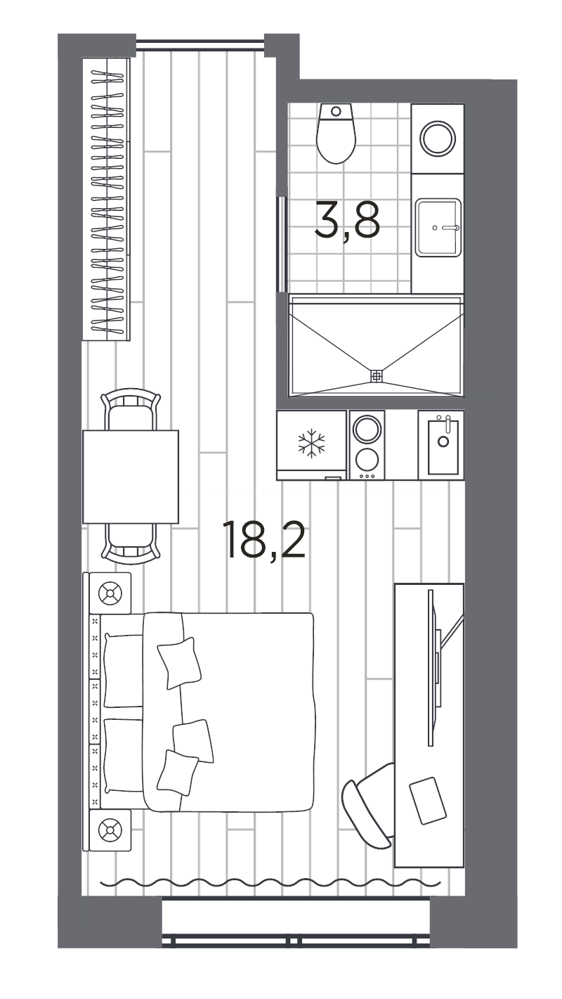 Квартира-студия, 22 м² в ЖК "Industrial Avenir" - планировка, фото №1