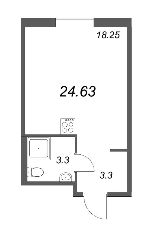 Квартира-студия, 24.63 м² в ЖК "Новые горизонты" - планировка, фото №1