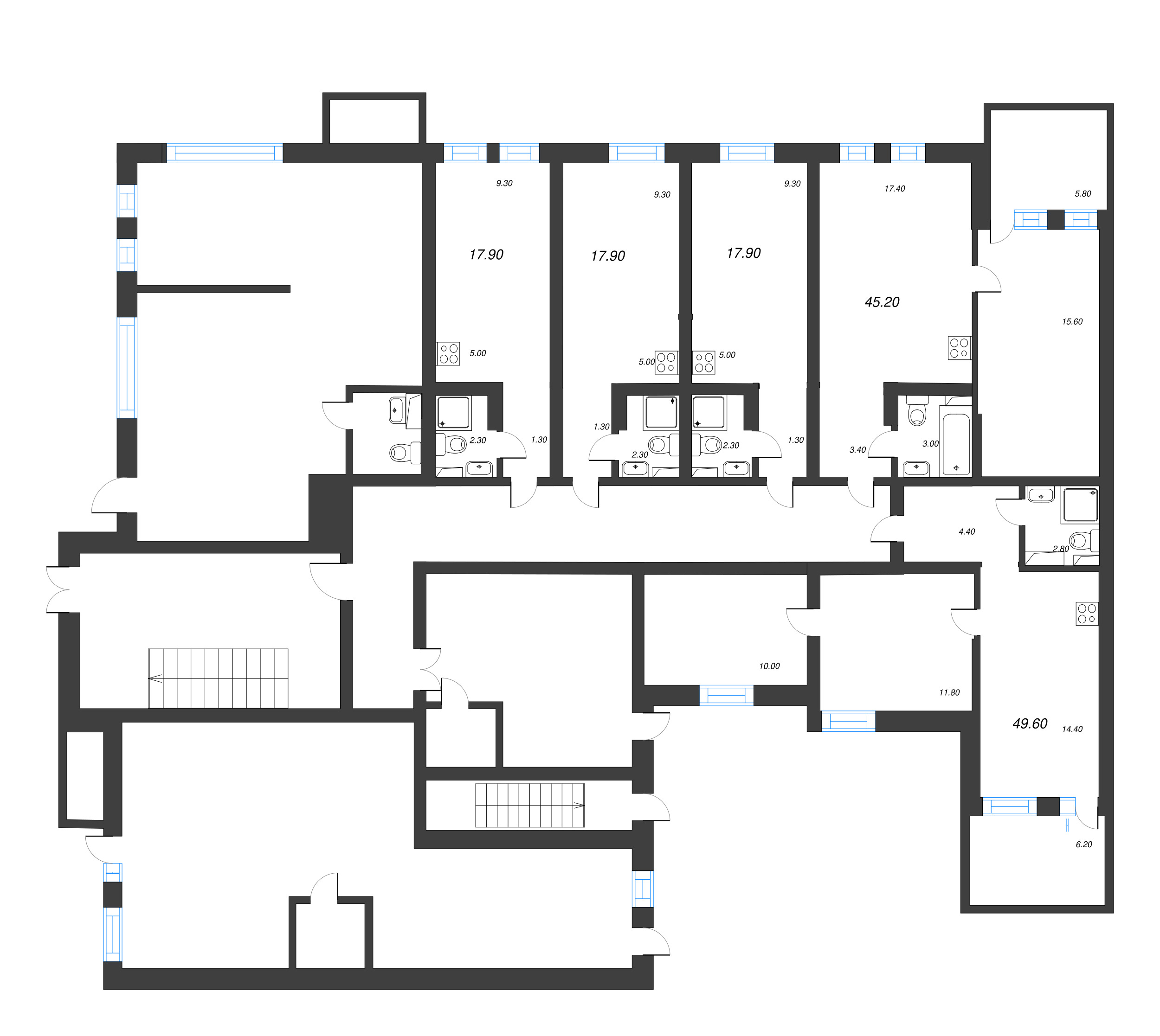 Квартира-студия, 17.9 м² в ЖК "Эко Квартал Нега" - планировка этажа