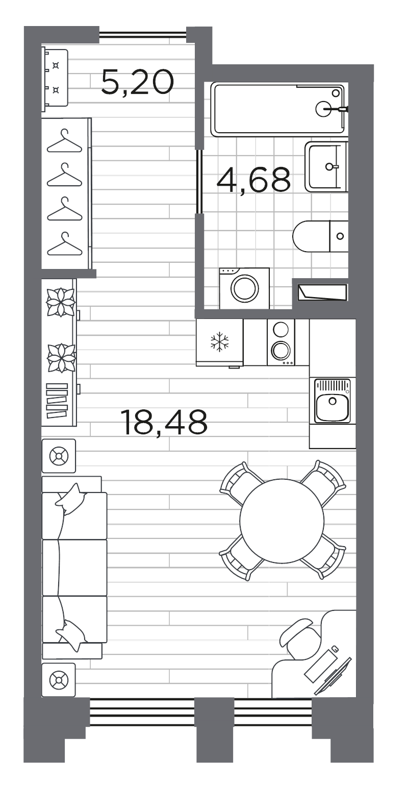 Квартира-студия, 28.36 м² в ЖК "Ассамблея" - планировка, фото №1