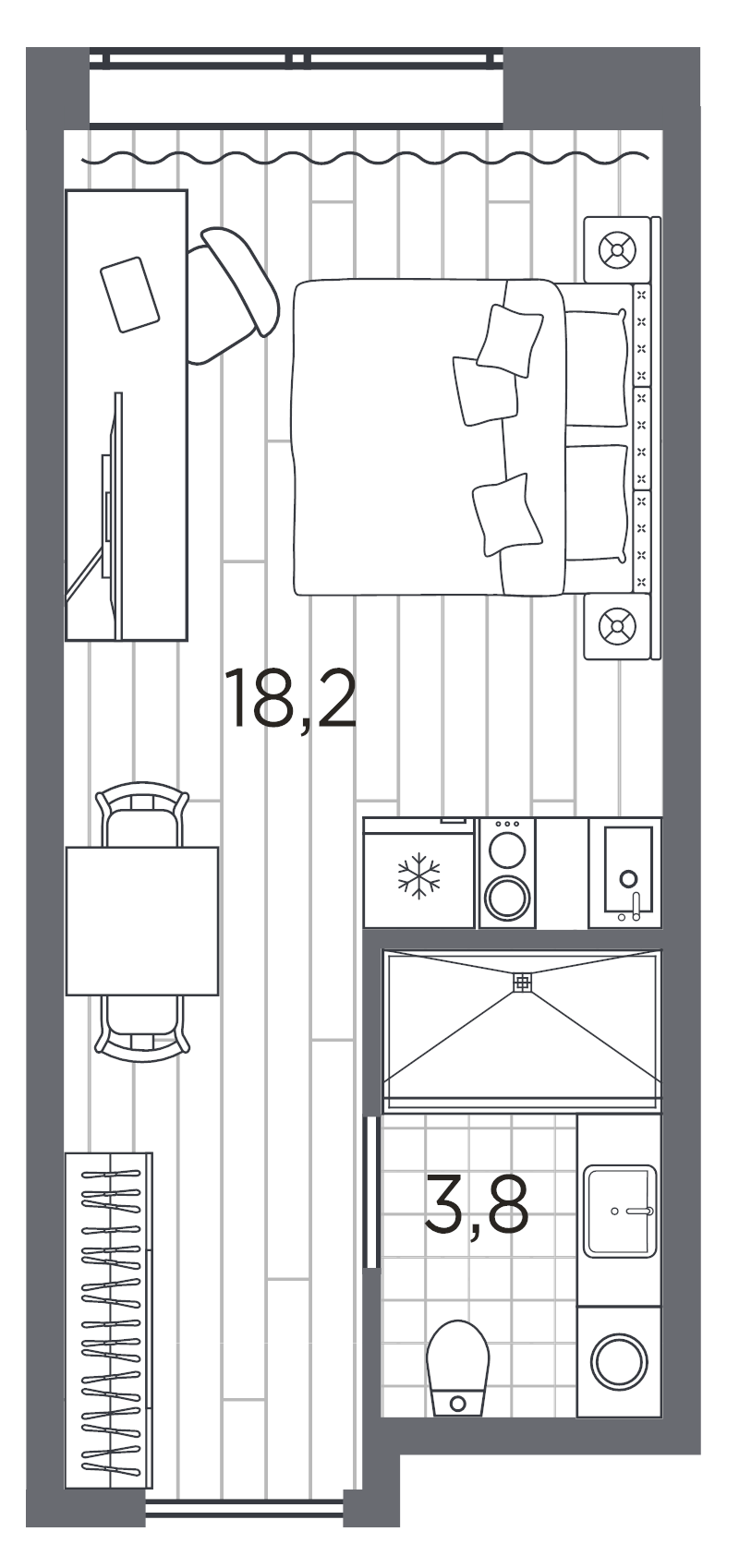 Квартира-студия, 22 м² в ЖК "Industrial Avenir" - планировка, фото №1
