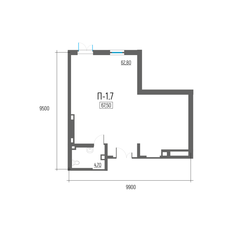 Помещение, 67.5 м² в ЖК "Экос" - планировка, фото №1