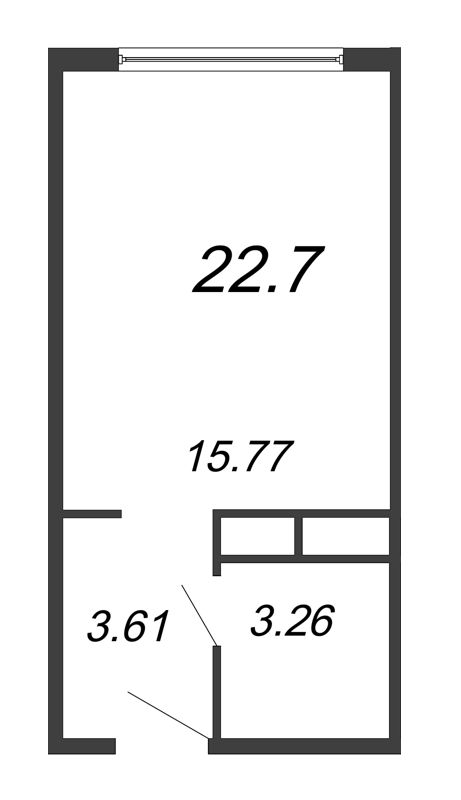 Квартира-студия, 22.7 м² - планировка, фото №1