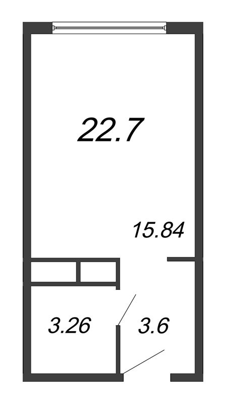 Квартира-студия, 22.7 м² - планировка, фото №1