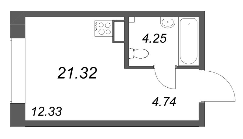 Квартира-студия, 21.32 м² в ЖК "Аквилон Солар Парк" - планировка, фото №1