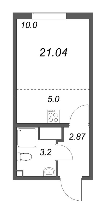 Квартира-студия, 21.04 м² в ЖК "Морская миля" - планировка, фото №1