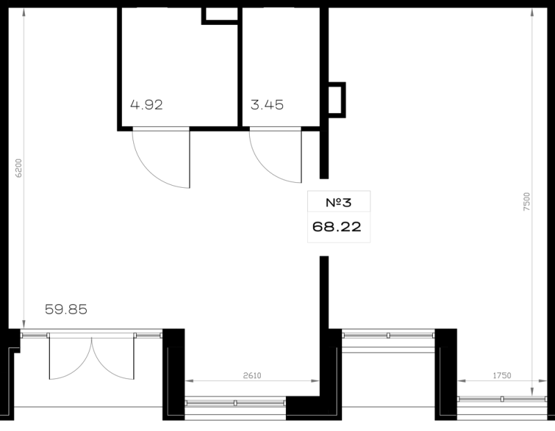 Помещение, 68.22 м² в ЖК "Борский" - планировка, фото №1
