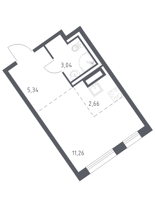 Квартира-студия, 22.3 м² в ЖК "Квартал Лаголово" - планировка, фото №1