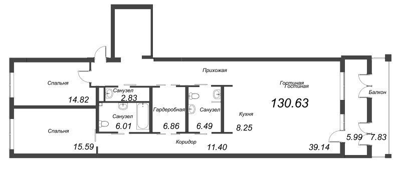 Квартира-студия, 131.75 м² в ЖК "АСТРУМ" - планировка, фото №1