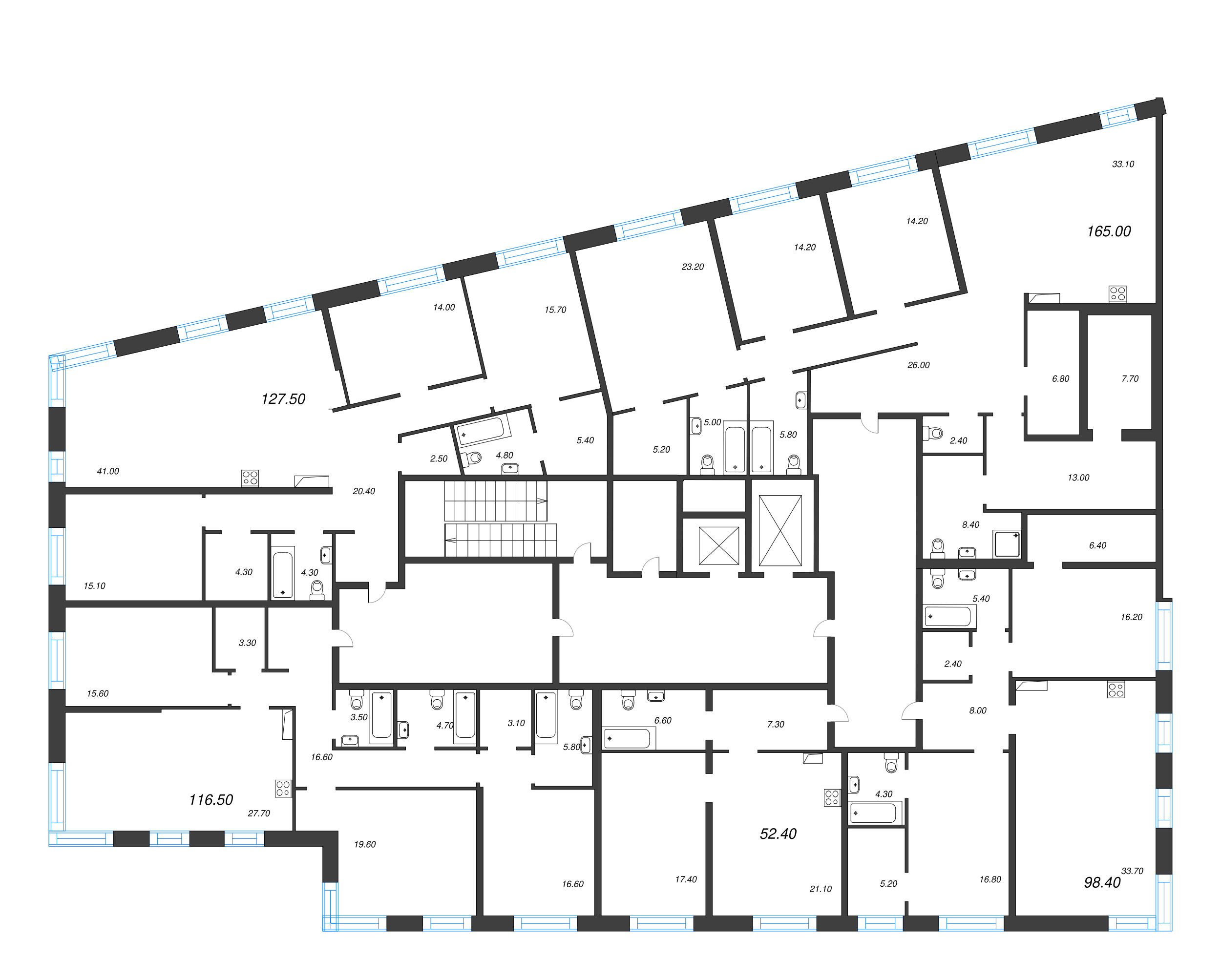 4-комнатная (Евро) квартира, 116.5 м² в ЖК "ЛДМ" - планировка этажа