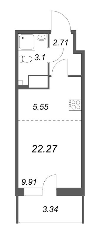 Квартира-студия, 22.27 м² в ЖК "Аквилон Янино" - планировка, фото №1