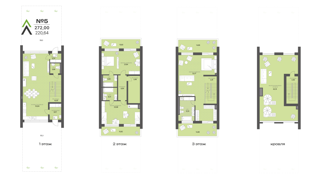 4-комнатная (Евро) квартира, 272.01 м² - планировка, фото №1