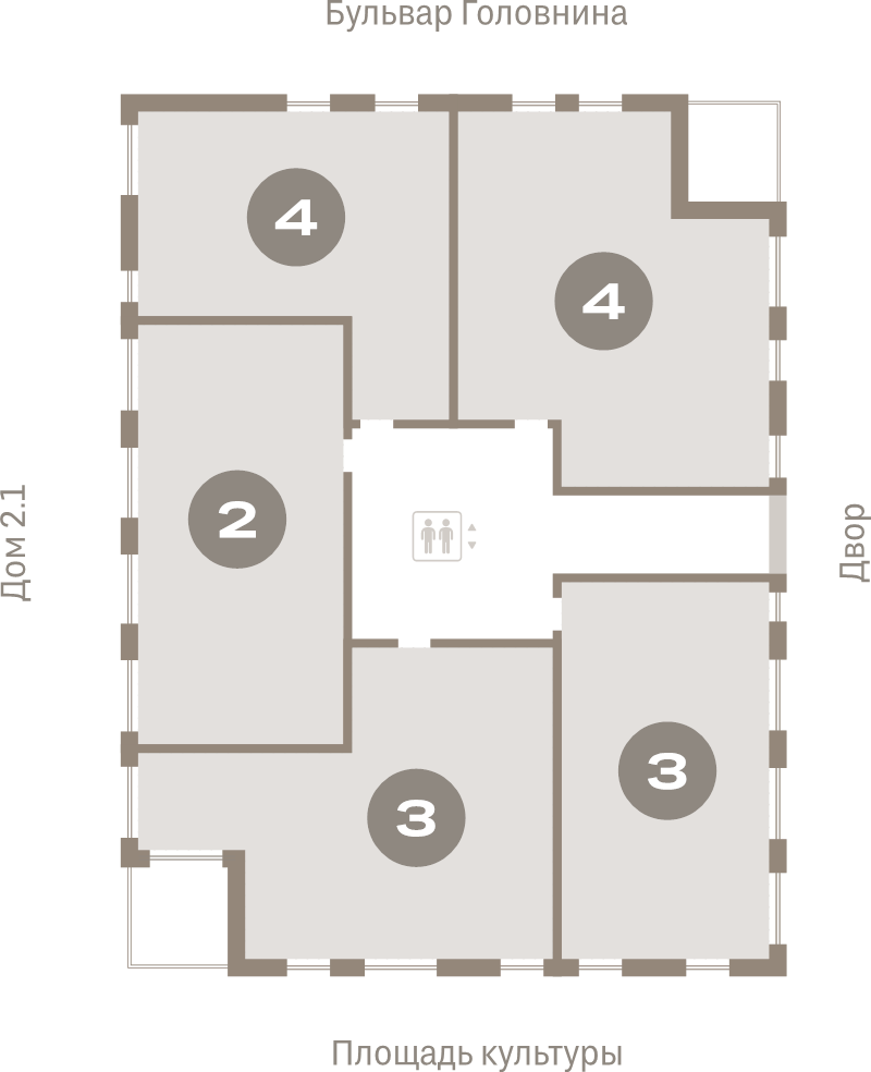 5-комнатная (Евро) квартира, 158.4 м² в ЖК "Северный ветер" - планировка этажа