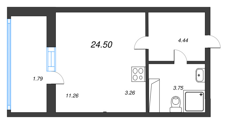 Квартира-студия, 24.5 м² - планировка, фото №1