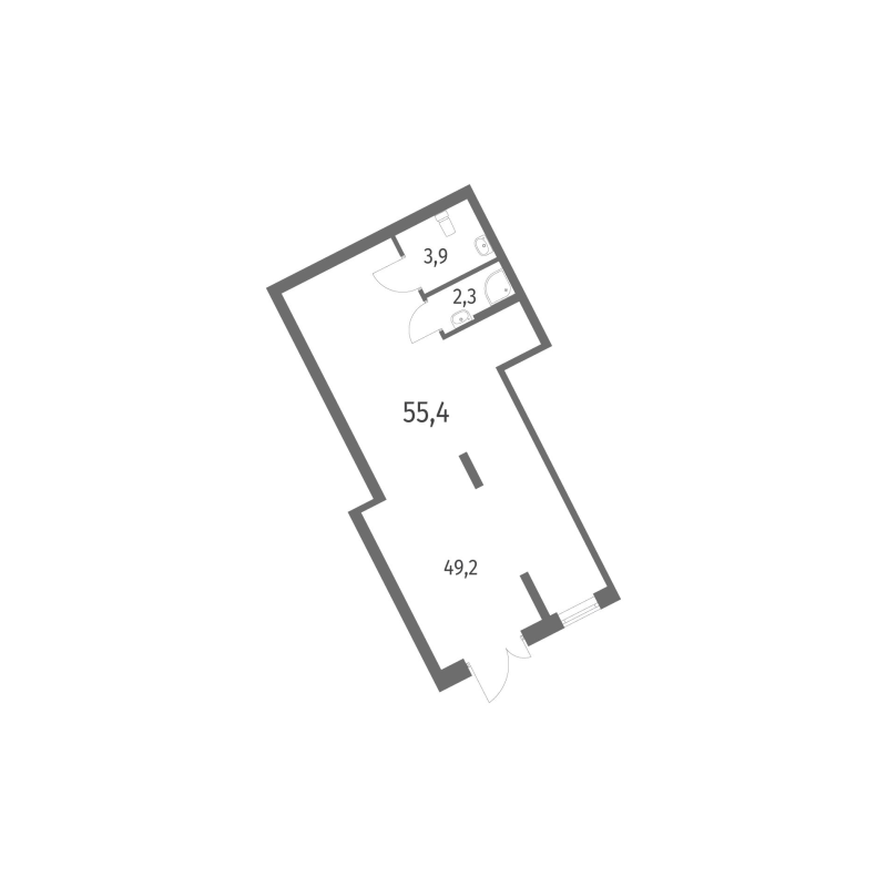 Помещение, 55.4 м² в ЖК "NewПитер 2.0" - планировка, фото №1