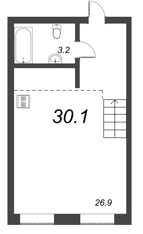 Квартира-студия, 30.1 м² в ЖК "Проект 6/3" - планировка, фото №1