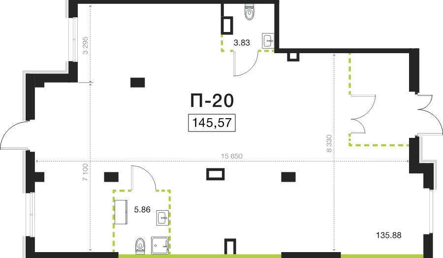 Помещение, 145.57 м² в ЖК "Legenda Васильевского" - планировка, фото №1