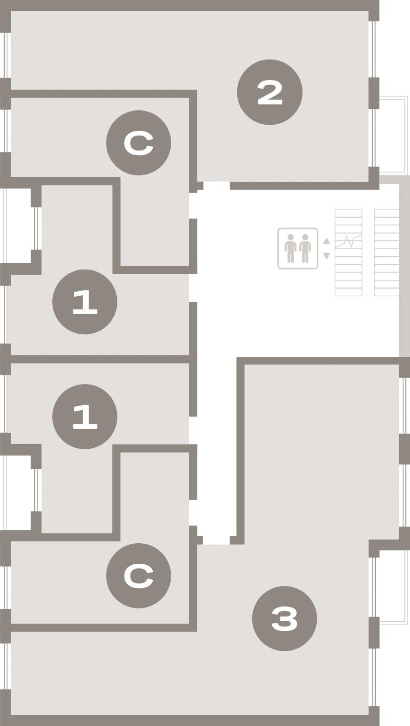 1-комнатная квартира, 32.3 м² в ЖК "Северный ветер" - планировка этажа