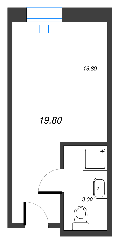 Квартира-студия, 20.23 м² - планировка, фото №1