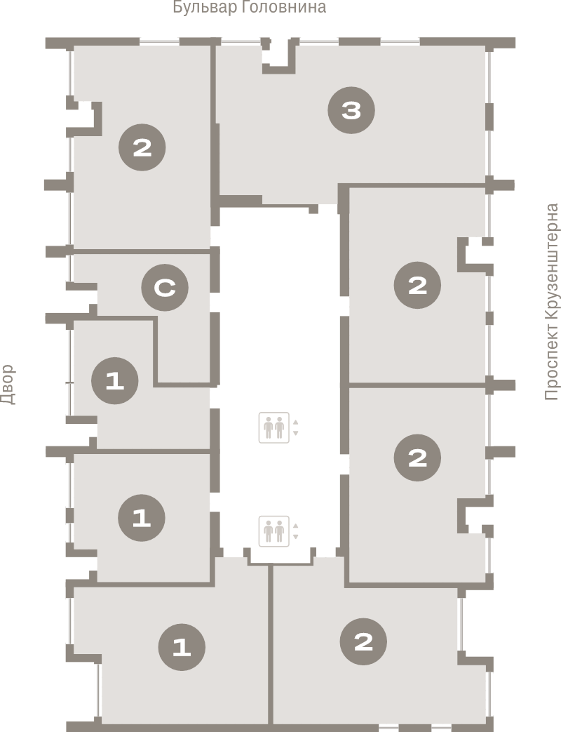 Квартира-студия, 34.8 м² в ЖК "Северный ветер" - планировка этажа