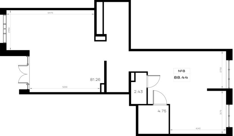 Помещение, 88.44 м² в ЖК "Борский" - планировка, фото №1