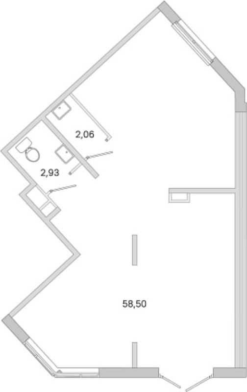 Помещение, 63.49 м² в ЖК "ЮгТаун" - планировка, фото №1