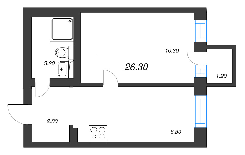 1-комнатная квартира, 25.5 м² в ЖК "Эко Квартал Нега" - планировка, фото №1