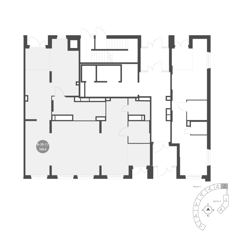 Помещение, 148.6 м² в ЖК "Ягодное Река Парк" - планировка, фото №1
