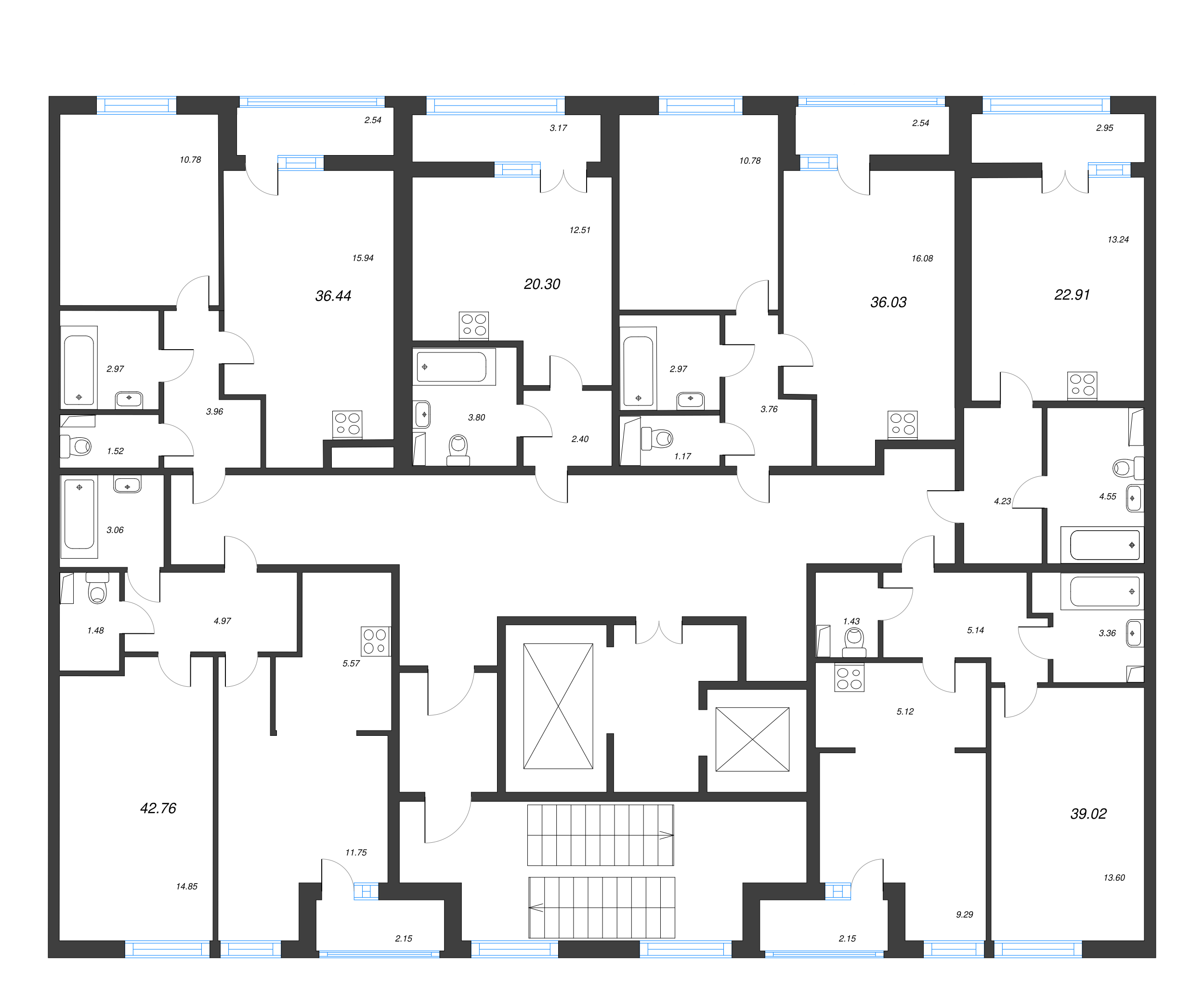 Квартира-студия, 22.91 м² в ЖК "AEROCITY" - планировка этажа