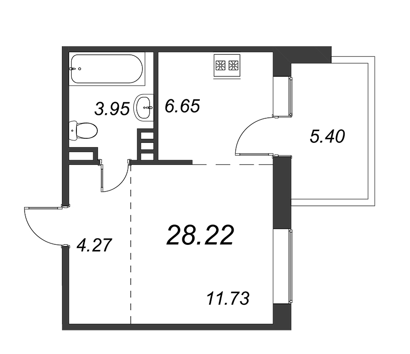 1-комнатная квартира, 32 м² в ЖК "Jaanila Country" - планировка, фото №1