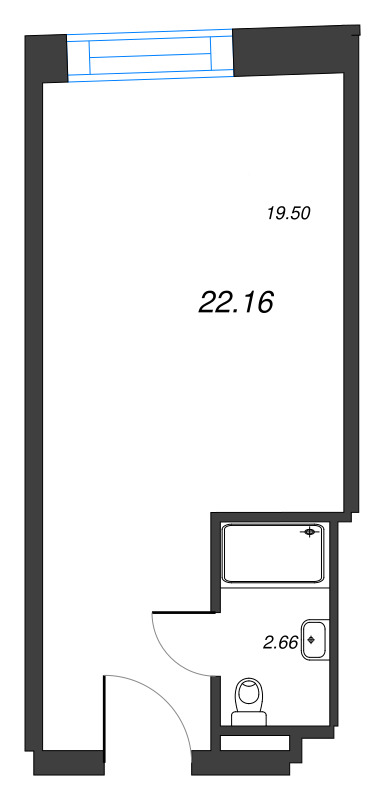 Квартира-студия, 22.16 м² в ЖК "YE’S Leader" - планировка, фото №1