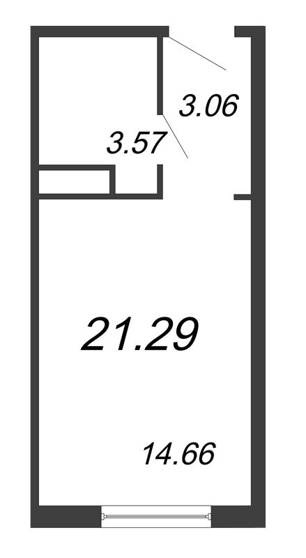 Квартира-студия, 22.3 м² - планировка, фото №1