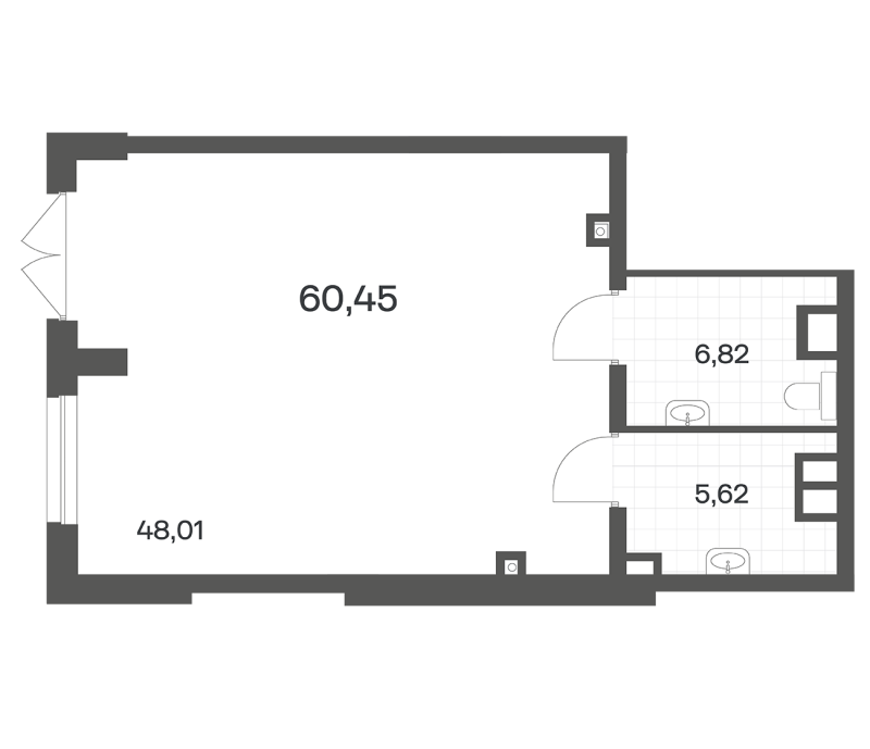 Помещение, 60.45 м² в ЖК "Речной квартал" - планировка, фото №1