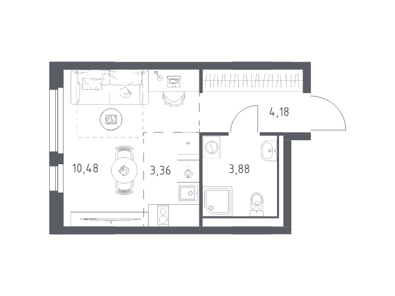 Квартира-студия, 21.9 м² в ЖК "Невская Долина" - планировка, фото №1