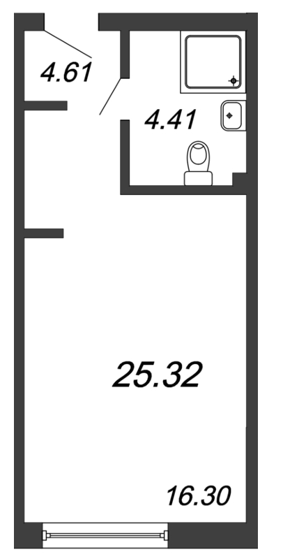 Квартира-студия, 25.32 м² - планировка, фото №1
