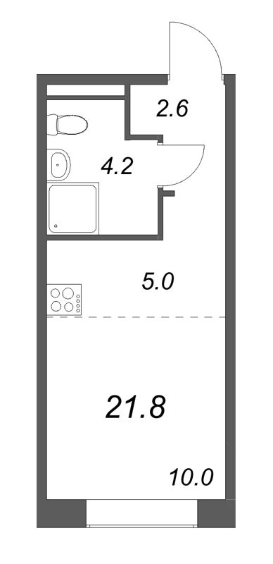 Квартира-студия, 21.8 м² в ЖК "Пулково Lake" - планировка, фото №1