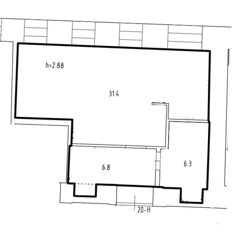 Квартира-студия, 44.5 м² в ЖК "Мадонна Бенуа" - планировка, фото №1
