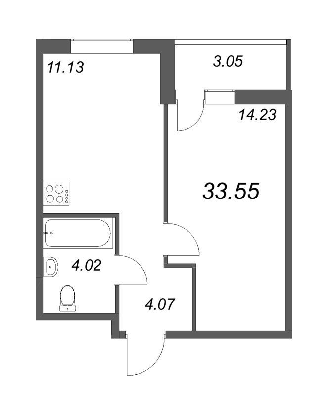 1-комнатная квартира, 37.82 м² в ЖК "Новые горизонты" - планировка, фото №1