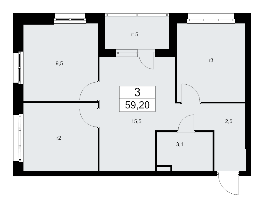 Квартира-студия, 21.8 м² - планировка, фото №1