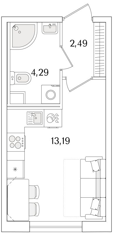 Квартира-студия, 19.97 м² в ЖК "Кинопарк" - планировка, фото №1