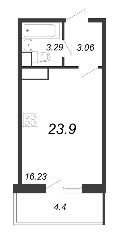 Квартира-студия, 23.8 м² в ЖК "Аквилон SKY" - планировка, фото №1