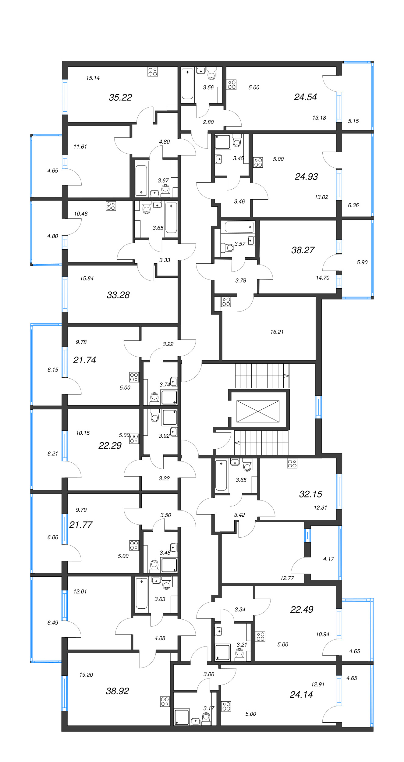 1-комнатная квартира, 32.15 м² - планировка этажа