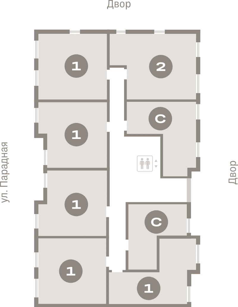 2-комнатная (Евро) квартира, 46.9 м² в ЖК "Брусника в Новоселье" - планировка этажа