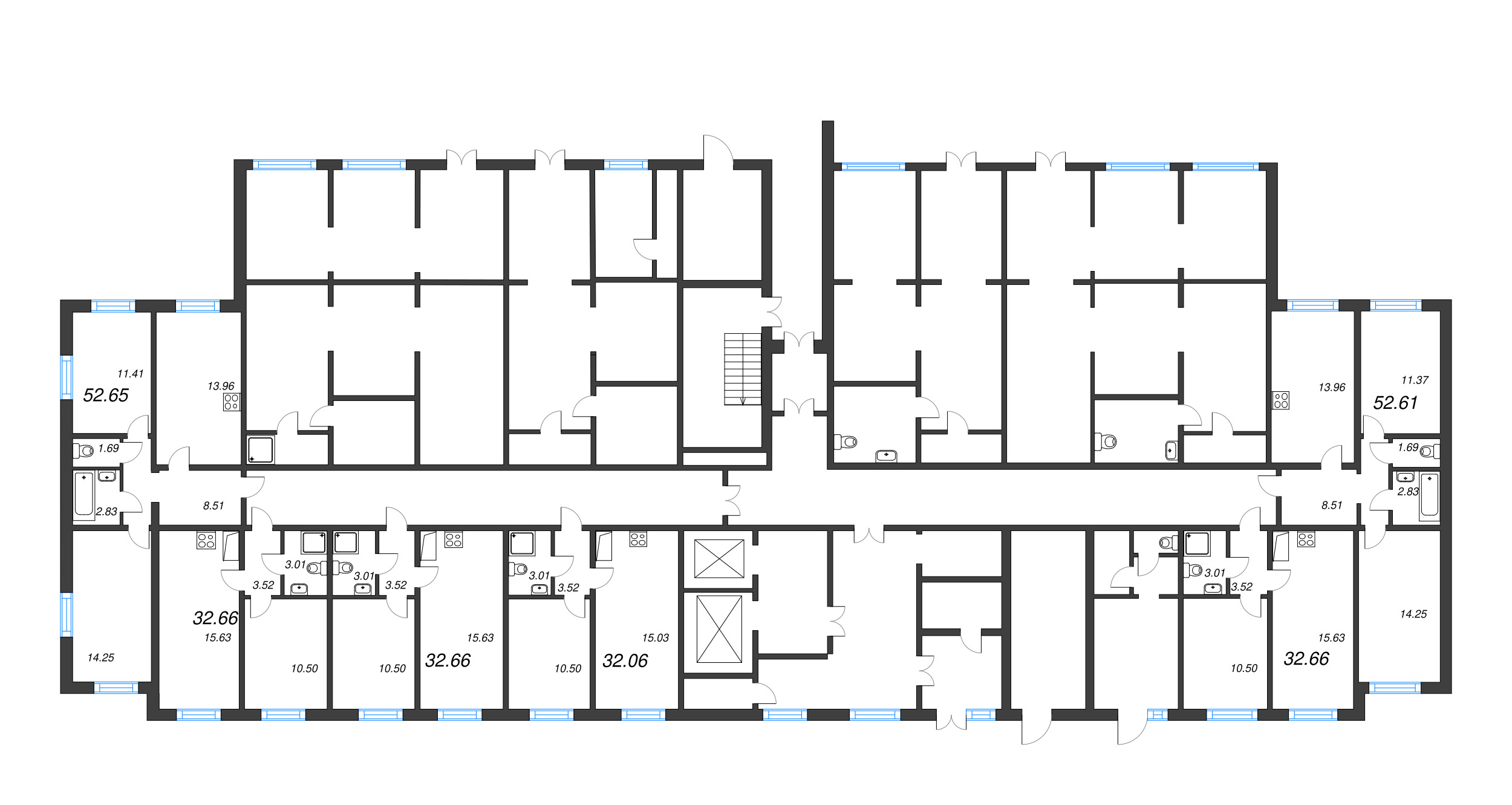 Помещение, 54.2 м² в ЖК "Ручьи" - планировка этажа